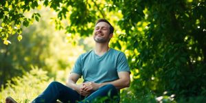 Calm person in nature, illustrating stress management techniques.