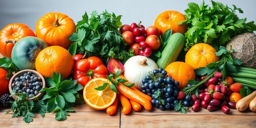 Fresh fruits and vegetables for immune health boost.